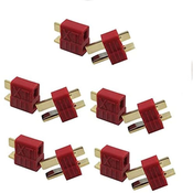 5 Pairs T-Plug M/F 2 Pin Gold Connector Adapter in Red Color