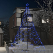 Greatstore Novoletno drevesce s kovinskim stebrom 1400 modrih LED lučk 5 m