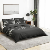 Greatstore Posteljnina črna 200x200 cm bombaž