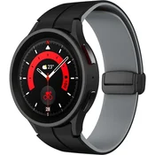 GS Silikonski pašček za Samsung Galaxy Watch 4/5/6/7/FE 40/42/43/44/45/46/47 mm, črne/sive barve