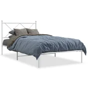 shumee vidaXL Kovinski posteljni okvir z vzglavjem bel 100x200 cm