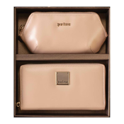 Princ Leather Ženski poklon set novcanik i neseser, Bež
