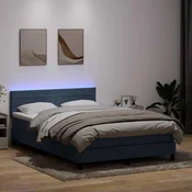 vidaXL Box spring posteljni z vzmetnico LED temno siv 160x210 cm žamet