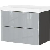 Siva stenska omarica z umivalnikom v sijajnem dekorju 81x65 cm Vasio – Germania