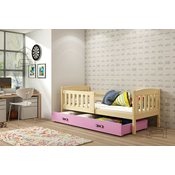 Dječji krevet Kubus - 80x160 cm - borovina/roza