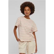 Womens Striped Box T-Shirt Cream/Pink