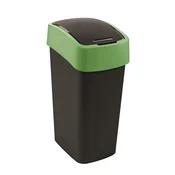 Koš za odpadke z dvižnim pokrovom, 45 l, CURVER Pacific flip bin, črno/zelen