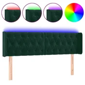 Vidaxl LED posteljno vzglavje temno zeleno 163x16x78/88 cm žamet