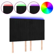 Vidaxl LED posteljno vzglavje črno 144x5x118/128 cm žamet