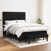 Greatstore Box spring postelja z vzmetnico črna 140x200 cm blago