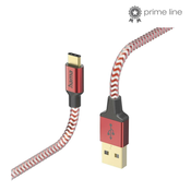 HAMA "reflektirajući" kabel za punjenje, USB-A - USB-C, 1,5 m, najlon, crveni
