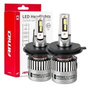 shumee LED avto žarnice K3 serija H4/H19 12V 6000K Canbus AMIO-03682