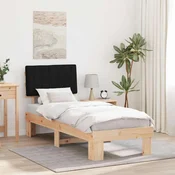 Vidaxl Posteljni okvir z oblazinjenim vzglavjem Črna 75 x 190 cm