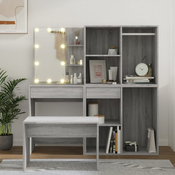Set toaletnog stolica siva boja hrasta LED konstruirano drvo
