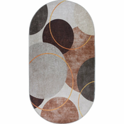 Smeđi/krem perivi tepih 120x180 cm Oval – Vitaus