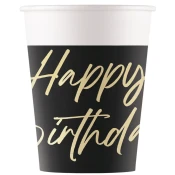 Elegantni rojstnodnevni papirnati kozarci z napisom Happy Birthday, set 8 kosov, 200 ml