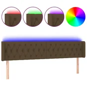 Vidaxl LED posteljno vzglavje temno rjavo 183x16x78/88 cm blago
