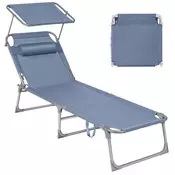 Songmics Ležalnik 53x193x295 cm modre barve