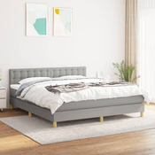 Greatstore Box spring postelja z vzmetnico svetlo siva 180x200 cm blago