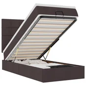 Vidaxl Otomanski posteljni okvir z vzmetnico rjav 90x190 cm blago