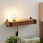 Lindby stenska svetilka Sverina, 40 cm, les, vtič, E27 - Dnevna soba/jedilnica - Podeželska hiša/Rustikalna - rjava, črna