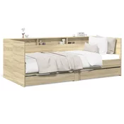 vidaXL vidaXL Dnevna postelja s predali sonoma hrast 100x200 cm inž. les, (21081441)