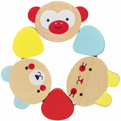 Petit Collage Wood Teether Animal grizalo iz lesa 1 kos
