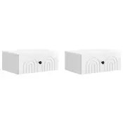 vidaXL Stenski nočni omarici 2 pcs Bela visok sijaj 49 x 34,5 x 20 cm