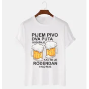 MAFIMI Majica Pijem pivo dva puta godišnje, Bela