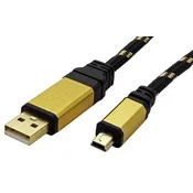 Gold ROLINE USB 2.0 USB A (M) -> USB mini 5pin B (M), 1.8 m - black / gold 11028822