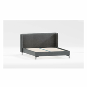 Temno siva oblazinjena postelja z letvenim dnom 90x200 cm Basti – Ropez