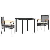 Vrtni set za objed s jastukom 3 pcs Crna Ratan