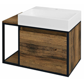 Kozmetična omarica SKARA, 80 x 49,5 x 46,5 cm, mat črna/hrast Collingwood - mat črna/hrast Collingwood - 65 - Aluminij - Obešen na steno - Samodejno zapiranje