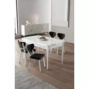 HANAH HOME Raskopivi trpezarijski sto i stolice (5 delova) Exve White Black