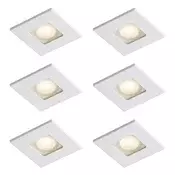 Komplet 6 modernih vgradnih reflektorjev bel kvadrat IP44 - Qure
