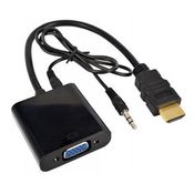 E-GREEN Adapter HDMI (M) VGA D-sub (F) + Audio kabl 3.5mm (M/M) crni