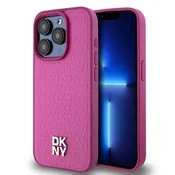 DKNY Etui DKNY Leather Monogram Pattern Metal Logo MagSafe za iPhone 15 Pro - roza