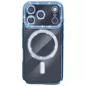 AVIZAR Ovitek za iPhone 17 Pro Max, združljiv z MagSafe, z okrasnim obrisom iz strasa, Svetlo modra, (5000189419)