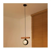 Duolla - Luster na sajli IRONLINE 1xE27/15W/230V borovina/hrast/crna