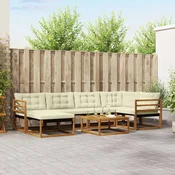Set vanjskih sofa 19 pcs Prirodna i krem Cvrsto drvo akacije