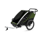 Thule Chariot Cab 2 zelena sportska djecja kolica i prikolica za bicikl za dvoje djece (4u1)
