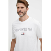 Bombažna kratka majica Tommy Hilfiger moška, bela barva, MW0MW34427