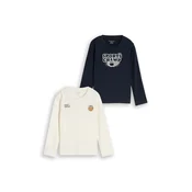 TOM TAILOR Majica temno modra/rjava/črna/bela