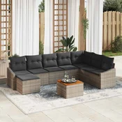 Sjedeća garnitura za vrt 9 kom. Siva poliratan 288.5 x 178.5 x 69 cm