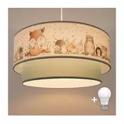 Brilagi- LED decji luster na sajli BOBO 1xE27/10W/230V precnik 40 cm bela/zelena/sa motivom životinja