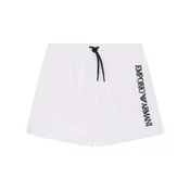 Emporio Armani za moške. EM000583_AF12330 Beli navpični logotip kopalnega kostuma (XL), Oblačila za plažo, Poliamid