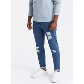 Ombre Washable mens TAPER FIT denim pants with rubbing - blue