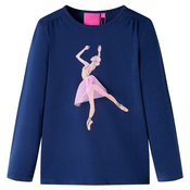 vidaXL Otroška majica z dolgimi rokavi potisk balerine mornarsko modra 92