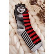 Womens classic socks with stripes and stripes Red