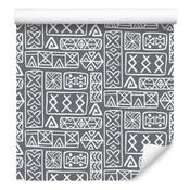 Polinezijska tapeta s geometrijskim vzorcem, siva in svetlo siva, 50x1000 cm